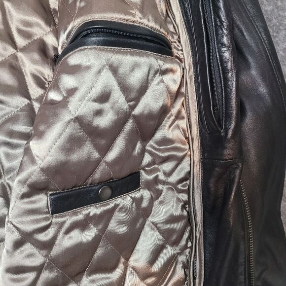 Vtg Wilson Leather Mens Size L Thinsulate lined biker Bomber Jacket Y2K - Picture 9 of 12